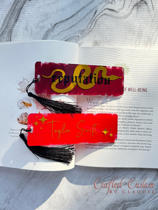 Acrylic bookmarks - Taylor Swift and reputation book marks in red and Burgundy
